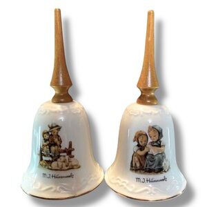Vintage Porcelain Hummel and M.I. Hummel Wood Handled Bells